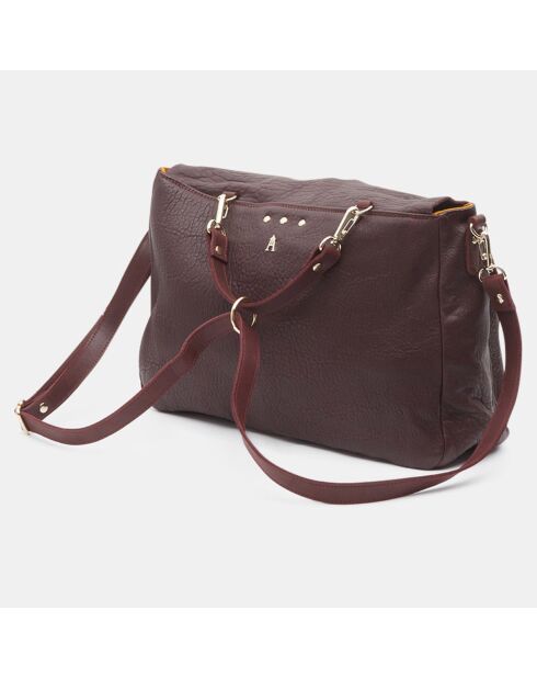 Sac cartable réversible en Cuir Maxi Maths bordeaux 24x35x9 cm