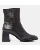 Boots en Cuir boucle recouverte noires - Talon 6 cm