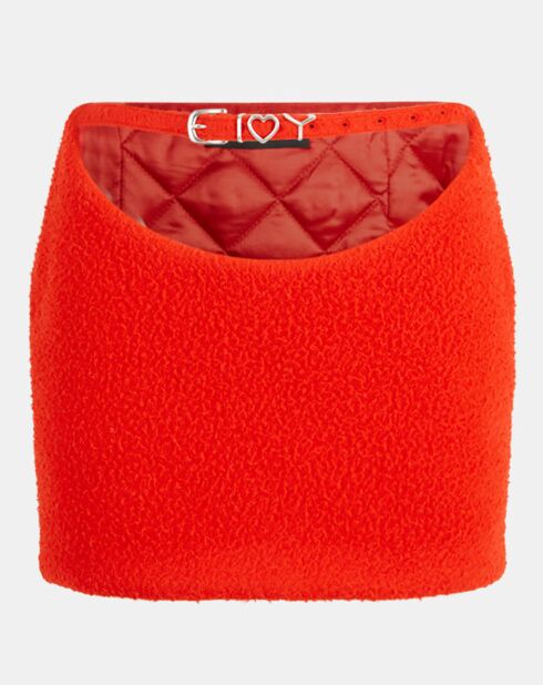 Minigonna ritagliata in lana e cashmere rossa con cintura a Y