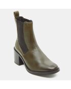 Chelsea boots en Cuir vert kaki - Talon 5 cm