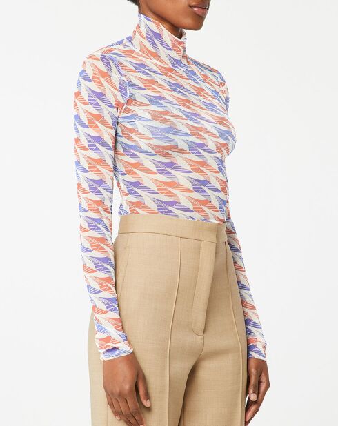Top en Mesh imprimé multicolore