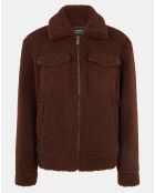 Blouson court en Sherpa Larpa marron foncé