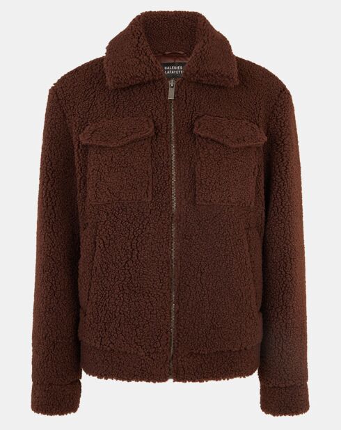 Blouson court en Sherpa Larpa marron foncé