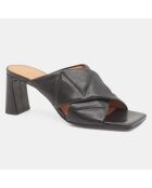 Mules en Cuir Matelassées noires - Talon 7.5 cm