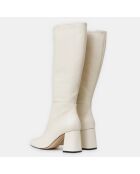 Bottes en Cuir Quintana écrues - Talon 7 cm