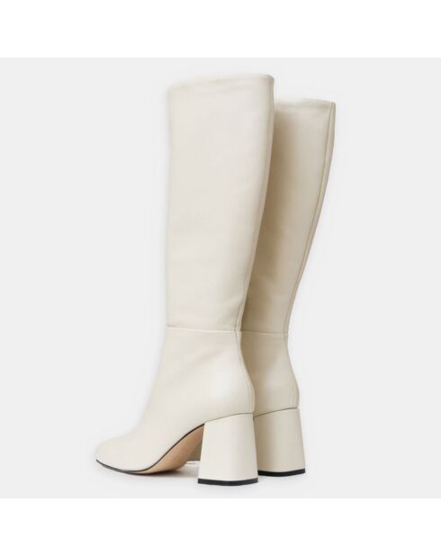 Bottes en Cuir Quintana écrues - Talon 7 cm