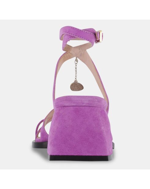 Sandales en Velours de Cuir violettes - Talon 5 cm