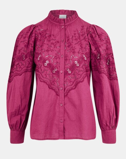 Chemise Broderies rose