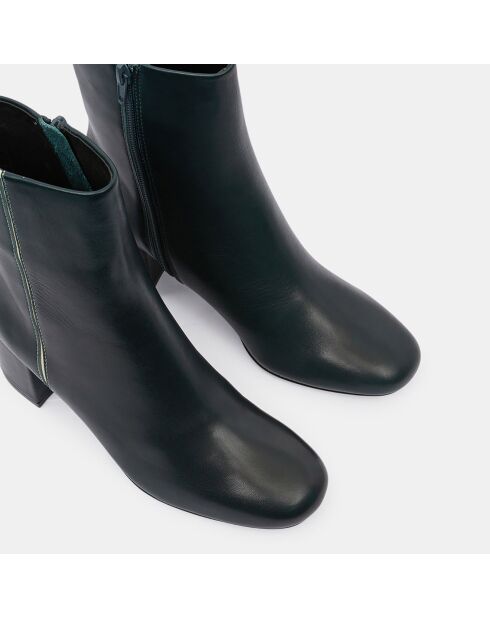 Bottines en Cuir talon détail vertes - Talon 7 cm