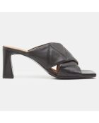 Mules en Cuir Matelassées noires - Talon 7.5 cm