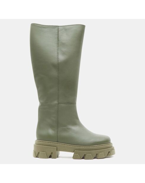 Bottes en Cuir Katiuska kaki - Talon 6 cm