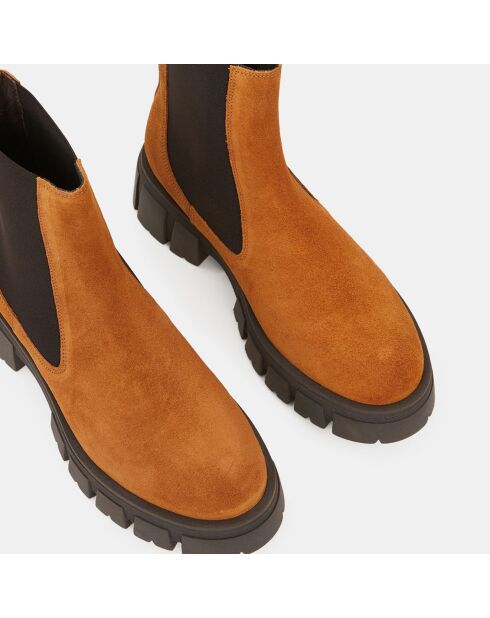 Chelsea boots semelle épaisse camel - Talon 4 cm