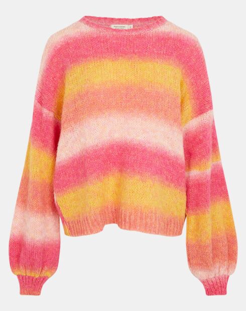 Luxor Knit Blend Trui met grote roze/gele strepen