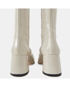 Bottines en Cuir verni Cass beiges - Talon 6 cm