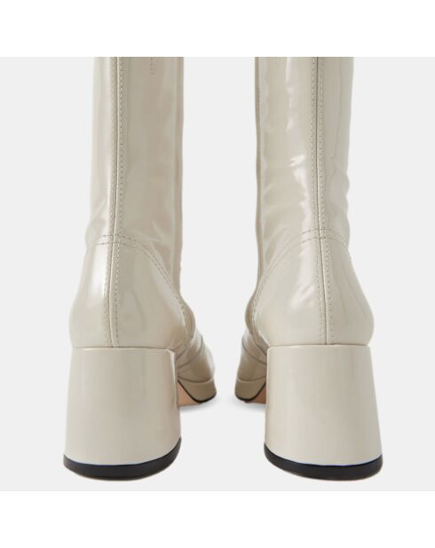 Bottines en Cuir verni Cass beiges - Talon 6 cm
