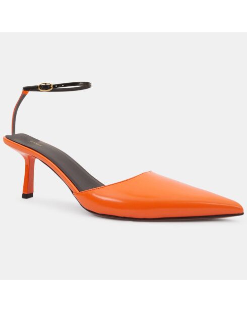 Slingbacks en Cuir Toliman orange - Talon 6.5 cm