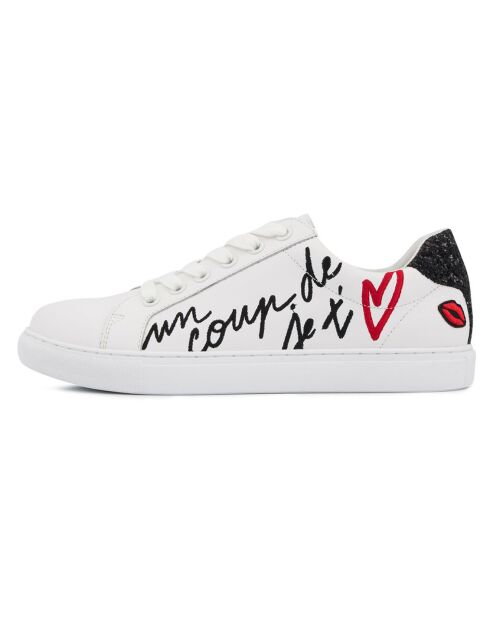 Baskets en Cuir Simone Un Coup d'amour blanc/noir/rouge