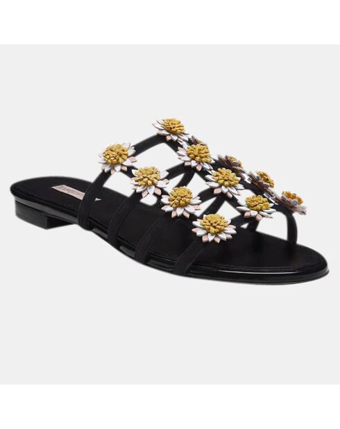 Sandales en Cuir Daisy Slide noires