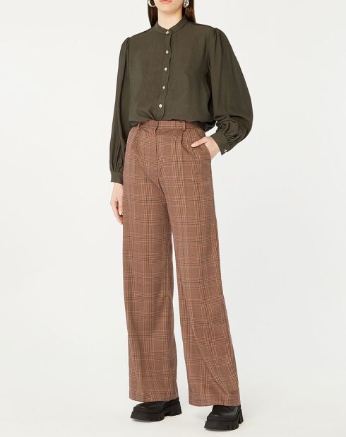 Bruine geruite ronde broek