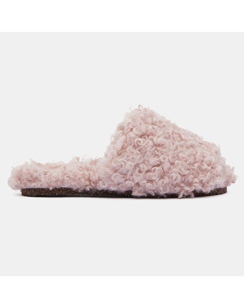 Chaussons en Laine mélangée Shearling rose clair