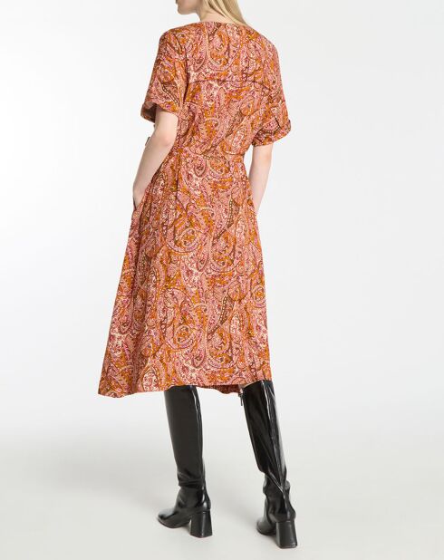 Robe fluide boutonnée Roxane imprimé fantaisie multicolore