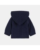 Gilet à capuche en coton & laine Agalia intérieur fourré bleu marine