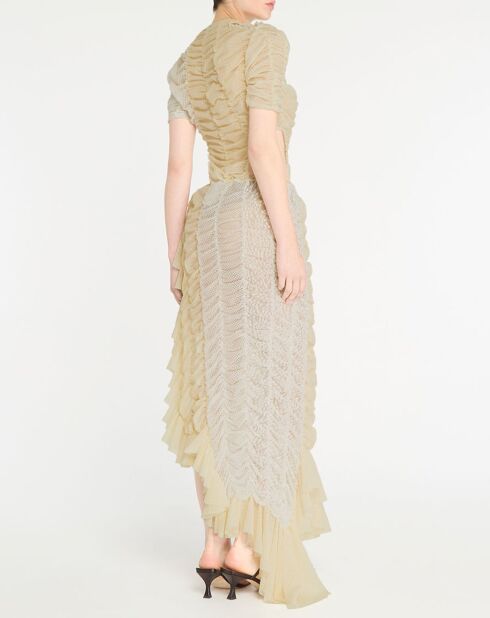 Robe longue extensible Ruched Cut Out écrue