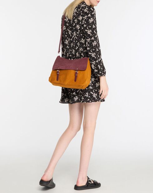 Borsa a tracolla Maxi Maths Bordeaux reversibile in pelle 24x35x9 cm