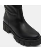 Bottes en Cuir semelle épaisse noires - Talon 4 cm