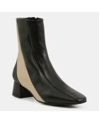 Bottines en Cuir Tricolores vert/beige - Talon 4 cm