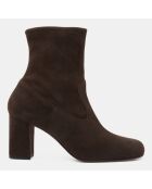 Bottines en Velours de Cuir marron - Talon 8 cm