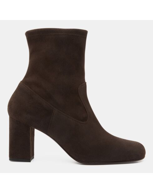 Bottines en Velours de Cuir marron - Talon 8 cm