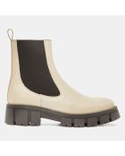 Chelsea boots en Cuir semelle épaisse beiges - Talon 4,5 cm