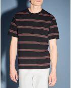 T-Shirt en Coton bio Dibbray rayé marron/noir