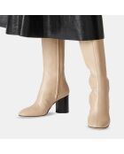 Bottes en Cuir Ariana beige clair - Talon 7.5 cm