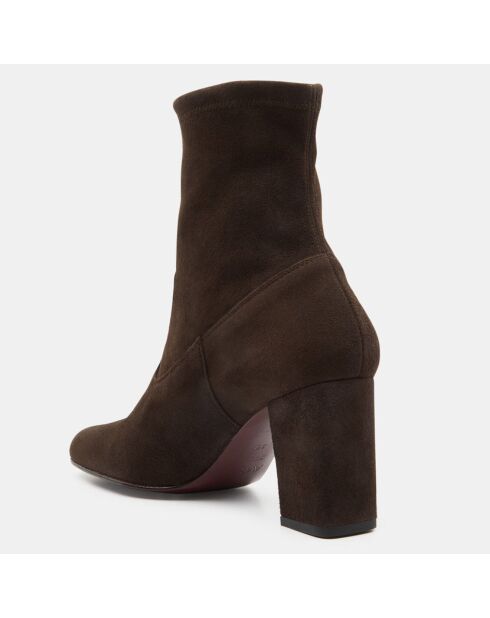 Bottines en Velours de Cuir marron - Talon 8 cm