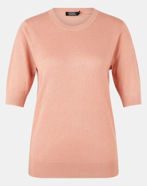 Pull en Soie & Cachemire Fifi manches courtes rose