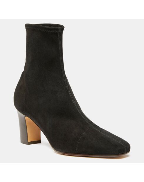 Bottines en Velours de Cuir Jyll noires - Talon 6.5 cm