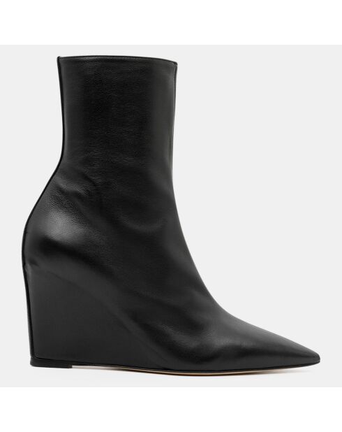 Frankie zwarte leren laarzen met sleehak van 9 cm