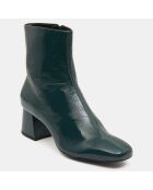 Bottines en Cuir petit talon vernis vertes - Talon 4 cm