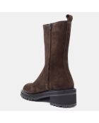 Chelsea Boots en Velours de Cuir marron - Talon 5.5 cm