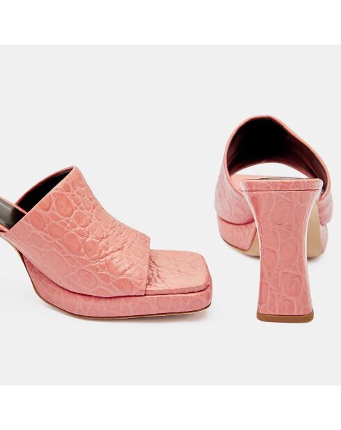 Beliz Pantolette aus Leder, 9,5 cm Absatz, Rosa