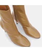 Bottines en Cuir Reena beige foncé - Talon 7.5 cm