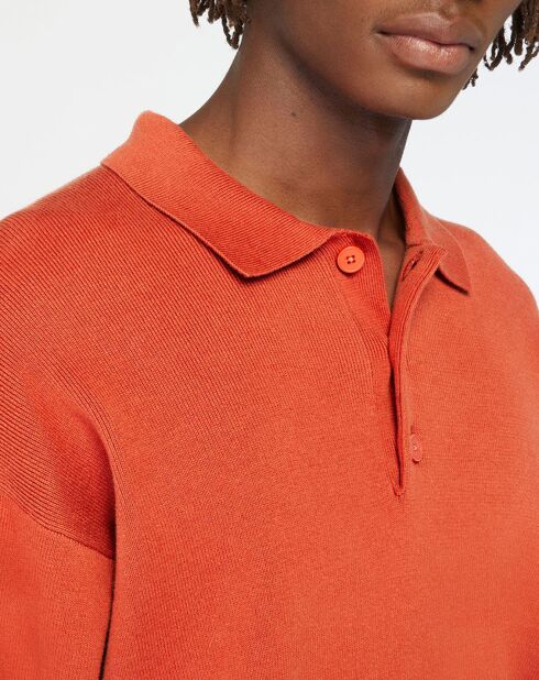 Pull polo en Maille de Coton Dolonit rouge orangé