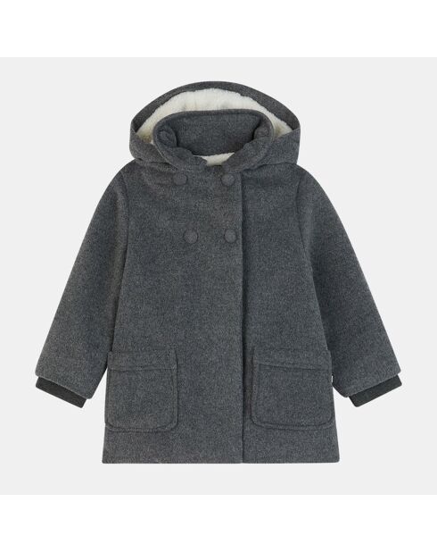 Manteau en Laine mélangée Igna intérieur fourré gris foncé