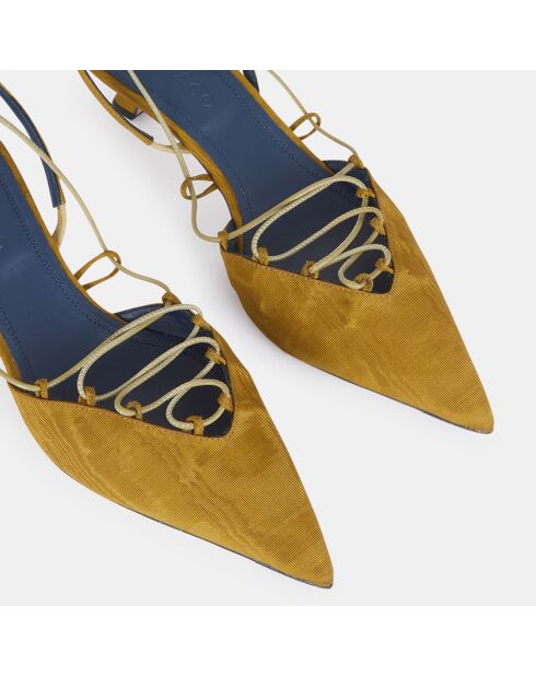 Slingbacks Pointu Talon Lacets dorées - Talon 5 cm