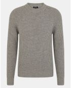 Pull en Laine & Cachemire Poterond col rond gris clair