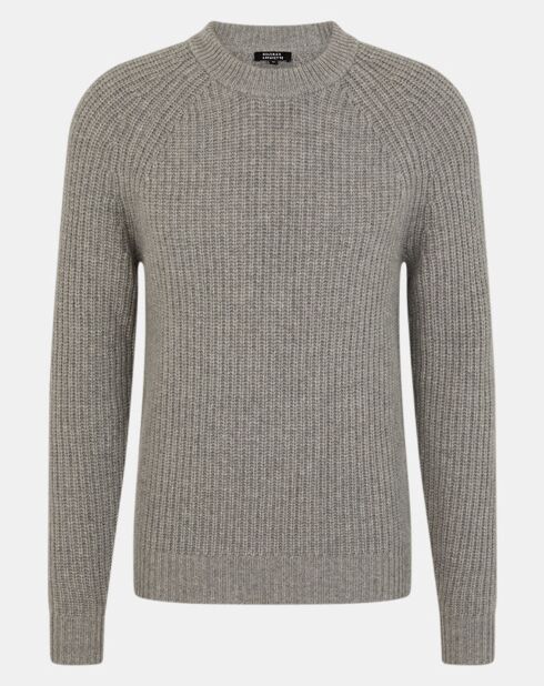 Pull en Laine & Cachemire Poterond col rond gris clair