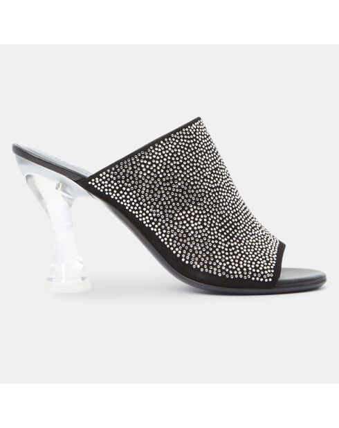 Sabot Luz in pelle e strass neri in velluto - tacco 10 cm