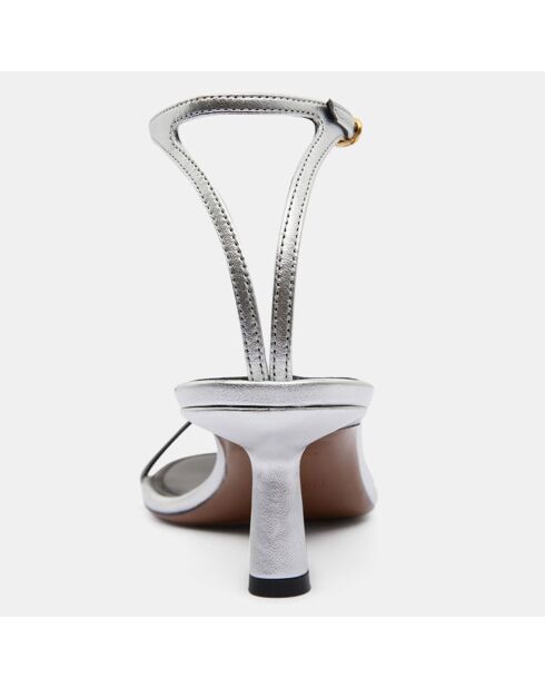 Sandalias Tanev de piel plateadas - tacón de 5.5 cm